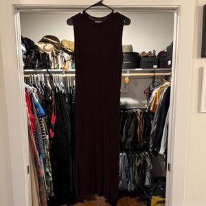 H&M Ribbed Sleeveless Maxi Dress - Brown